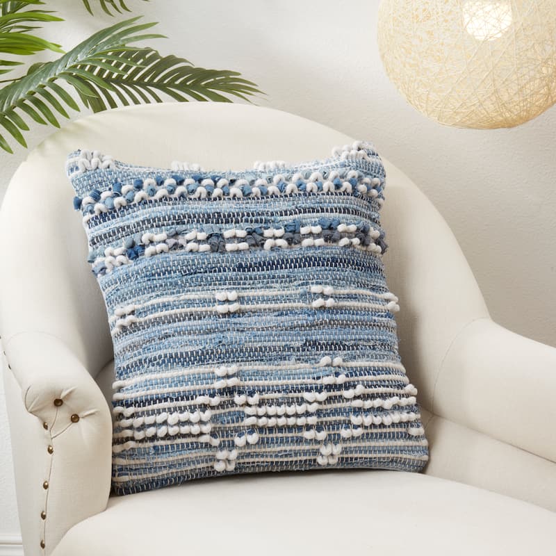 Denim Delight Chindi Throw Pillow