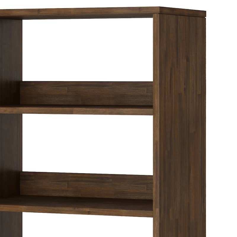 WYNDENHALL Saylor SOLID ACACIA WOOD and Metal 64x24 inch Rectangle Modern Industrial Bookcase in Rustic Natural Aged Brown