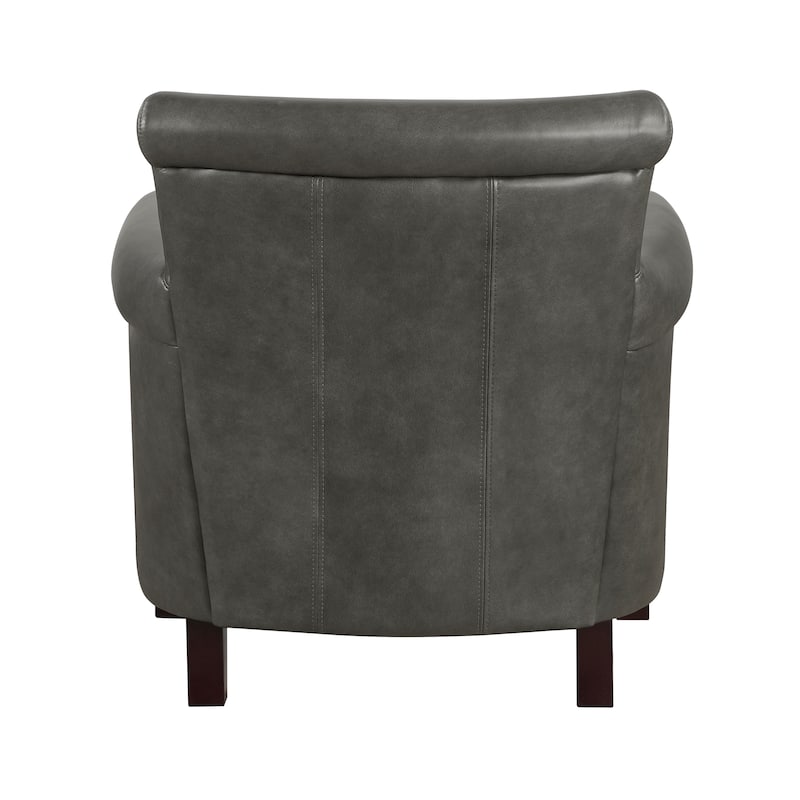 Raya 31.5" Leather Upholstered Accent Chair - Nailhead Trim
