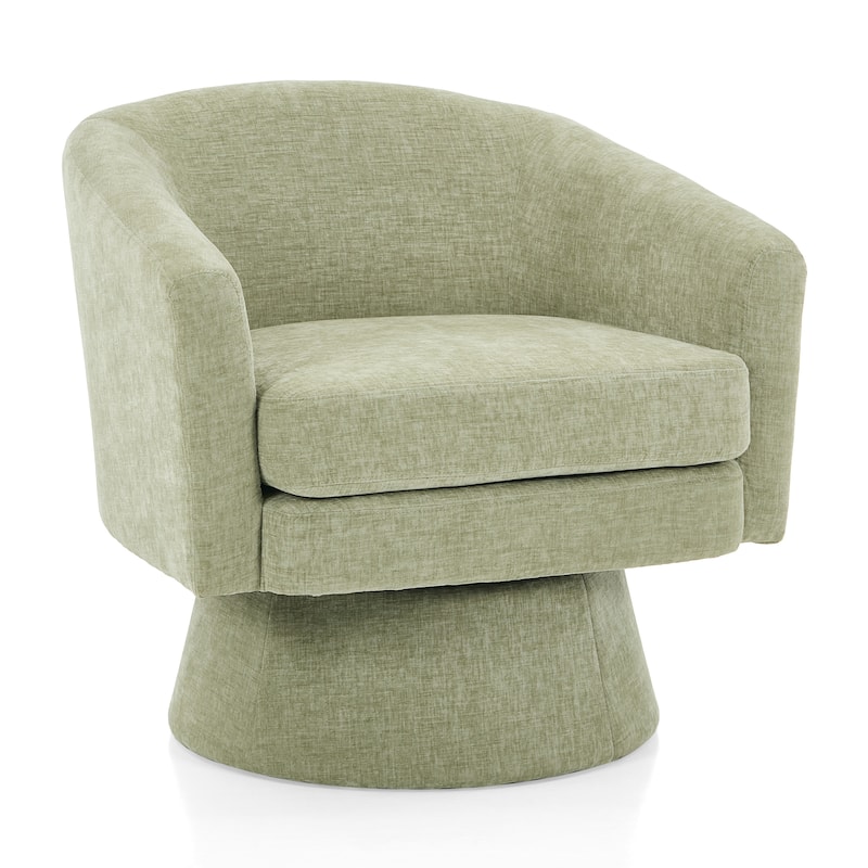 Chenille 360° Swivel Barrel Chair with Plush Cushioning