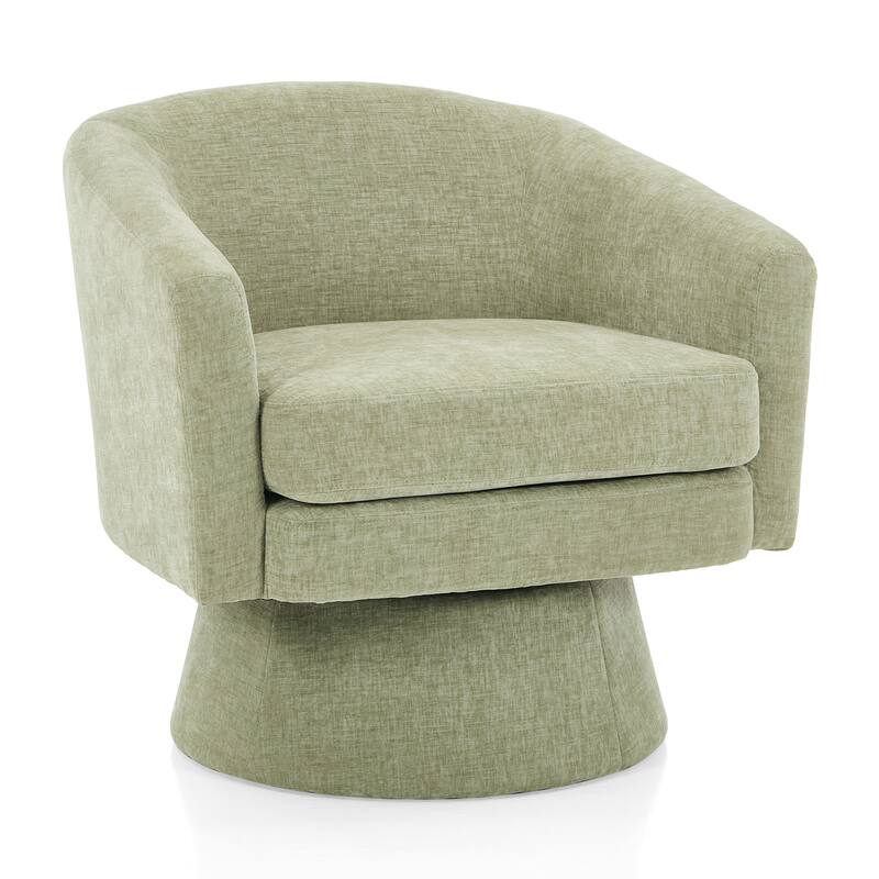 Contemporary Chenille Swivel Accent Chair, 360° Rotating Barrel Chair with Plush Cushioning for Living Room & Office, Green