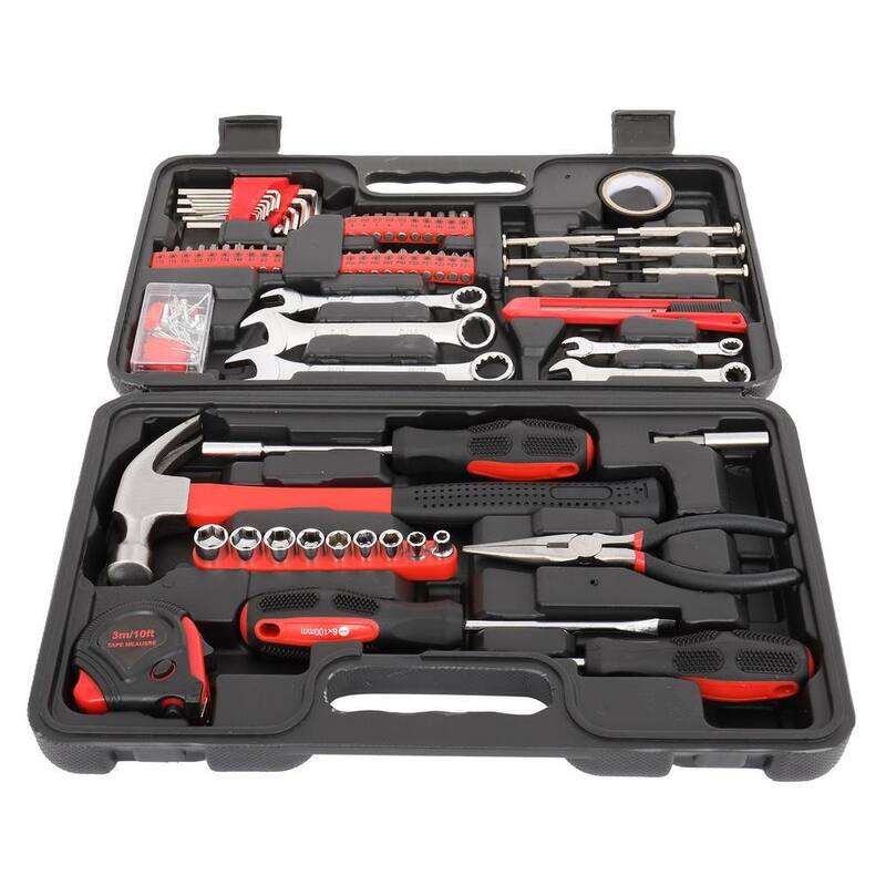 148 Piece Household Tool Set, Red - N/A