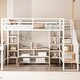 preview thumbnail 12 of 16, Full Size Metal Loft Bed with Staircase, Low Storage Table and Storage Shelves, Black
