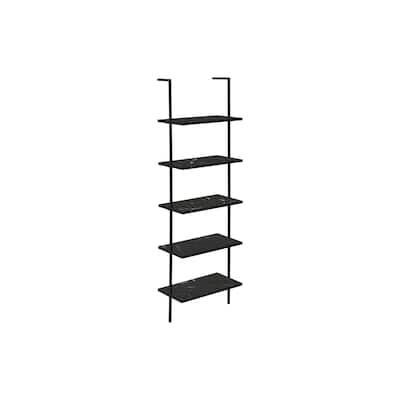 Bookshelf, Bookcase, Etagere, Ladder, 5 Tier, 72"h, Office, Bedroom, Laminate, Metal, Contemporary, Modern