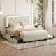 preview thumbnail 15 of 21, Queen Velvet Platform Bed with LED Lights and Storage Drawers