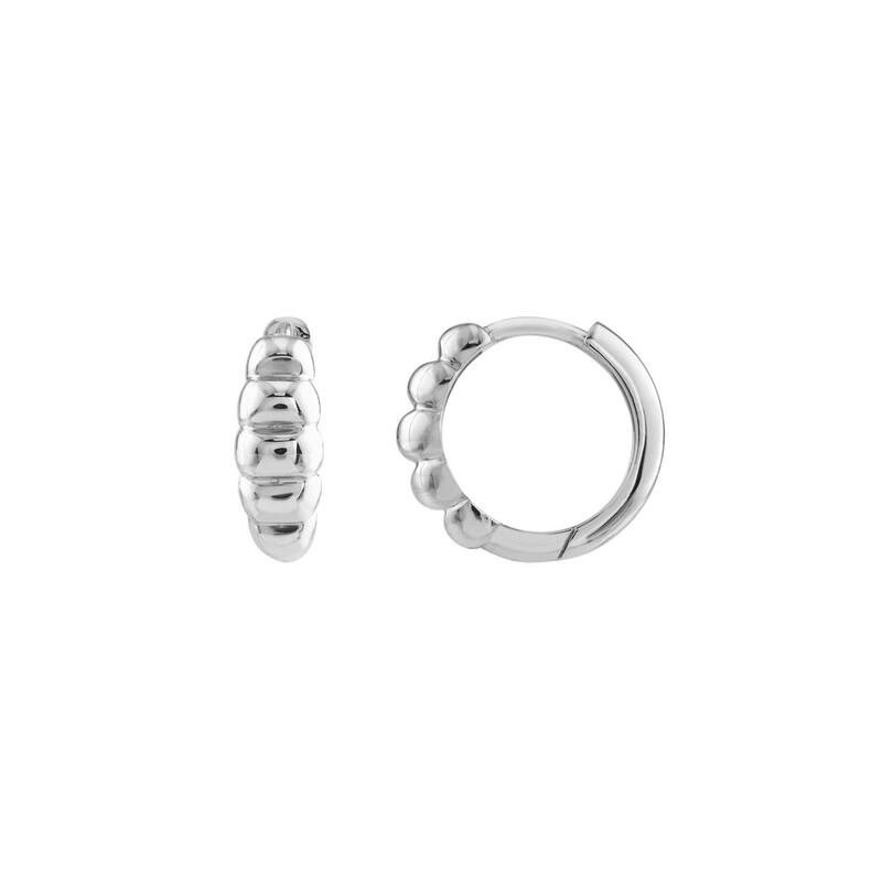 Curata 14k White Gold Cushion Polished HInged Hoop Earrings