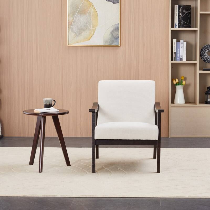 Medieval-inspired modern armchair with high back upholstered chair, solid wood legs