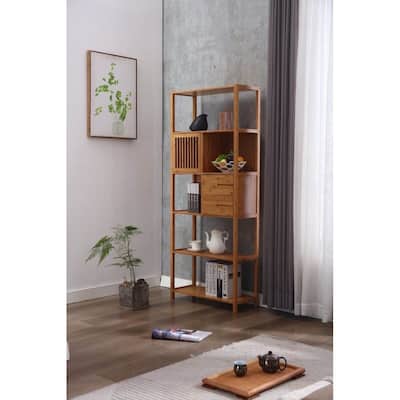 Selma Bamboo Bookcase Left Facing Spindle Cabinet