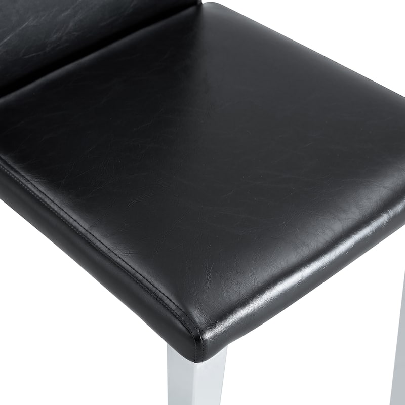 4-Piece Armless Dining Chair Set, Faux Leather Upholstered Accent Chair with Metal Legs Modern High Back Kitchen Dining Chair