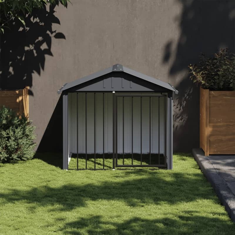 vidaXL Dog House Black Galvanized steel 46.1x40.6x40.2 in Dog House