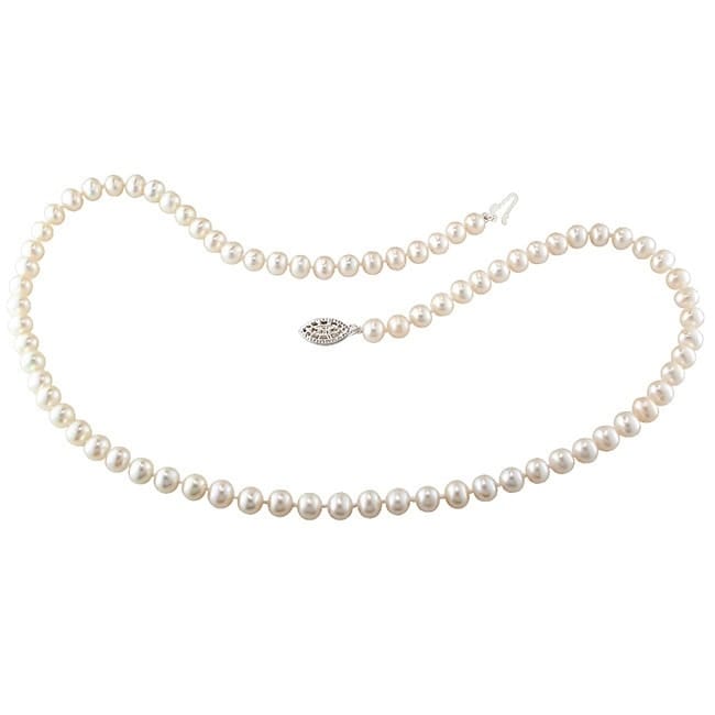 Miadora Sterling Silver 5-6 mm Cultured Freshwater Pearl Necklace (18 or 24 inch)