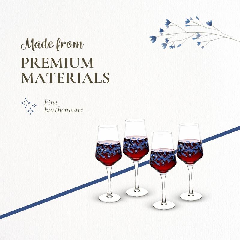 Spode Set of 4 Blue Italian Wine Glasses - 16 oz.