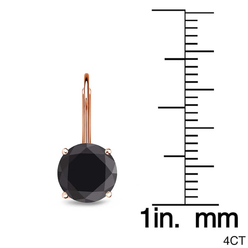 Auriya 1 to 4ctw Round Black Diamond Earrings 14k Rose Gold Lever-back - 4ctw
