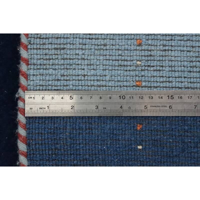 Hand Knotted Oriental 100% Wool Carpet Tribal Animal Pictorial Navy Blue & Blues Gabbeh Area Rug - 5' 9'' X 4' 2''