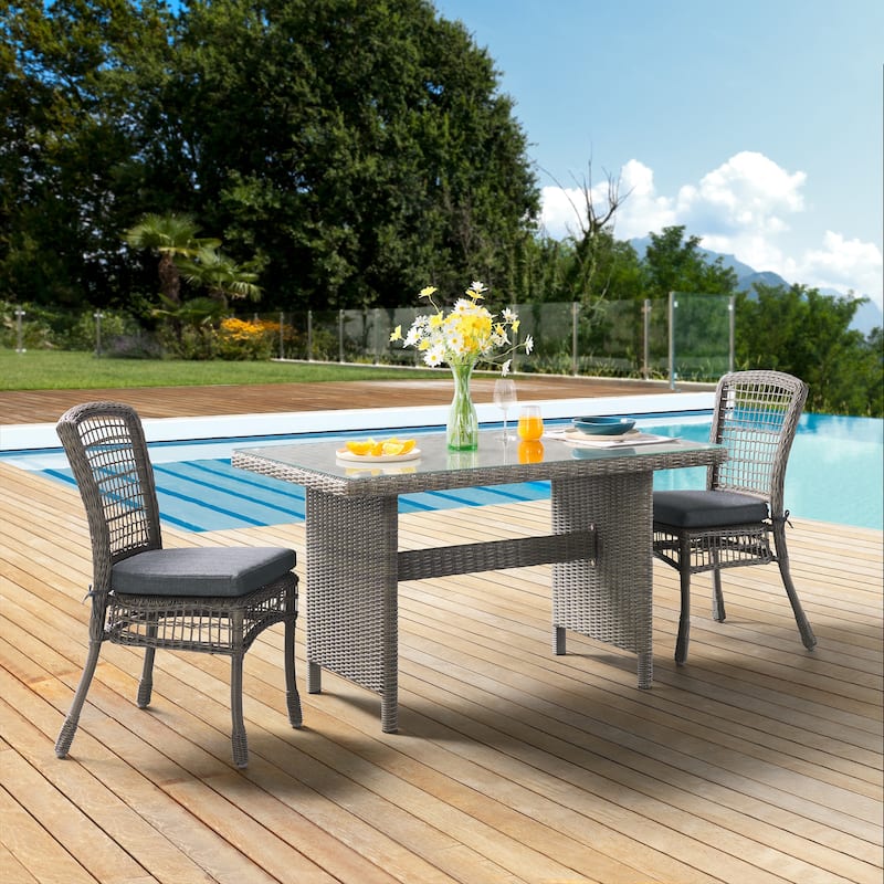 Asti All-Weather Wicker Outdoor 37"H Set of Two Dining Chairs with Cushions