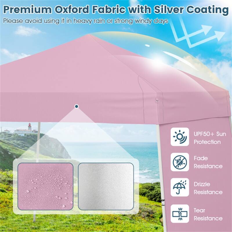 10x9.2 ft Pop-Up Canopy Tent with Awning and Sidewalls Stable Metal Frame for Outdoor Use - 14 x 9.2 x 8.3/8.7 ft (L x W x H)