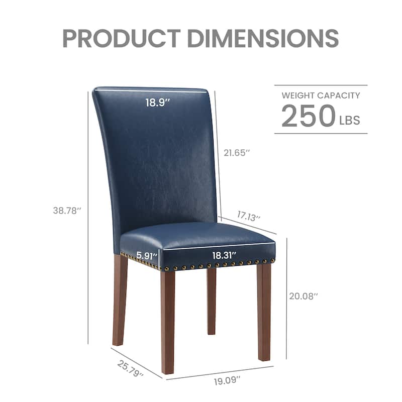 Upholstered Parsons Dining Chairs Set of 2/4/6, Fabric Dining Room Kitchen Side Chair with Nailhead Trim and Wood Legs