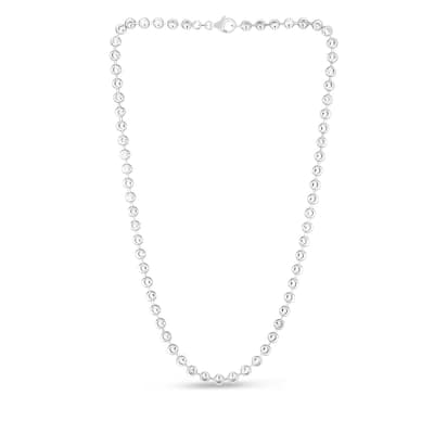 Curata 925 Sterling Silver 5mm Moon cut Bead Chain Necklace