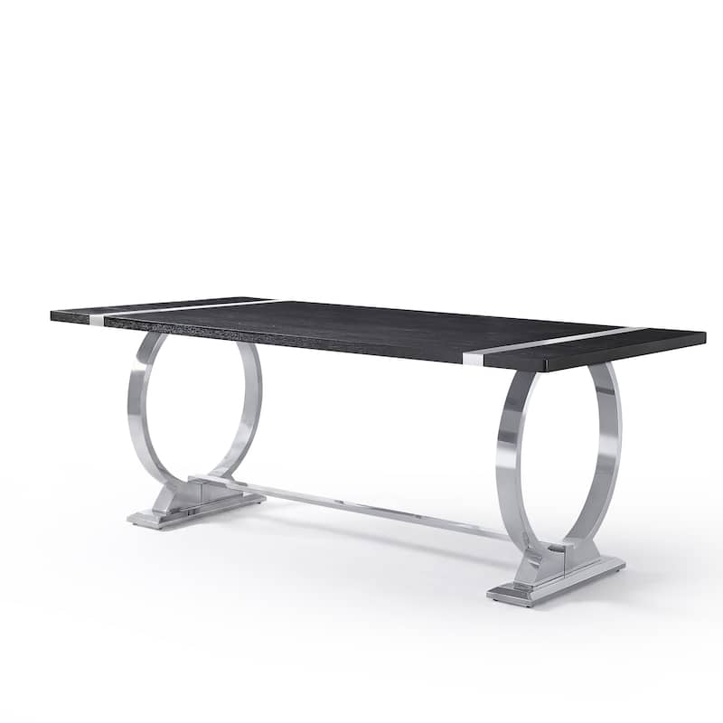 Furniture of America Carra Glam Stainless Steel Base 80-inch Dining Table