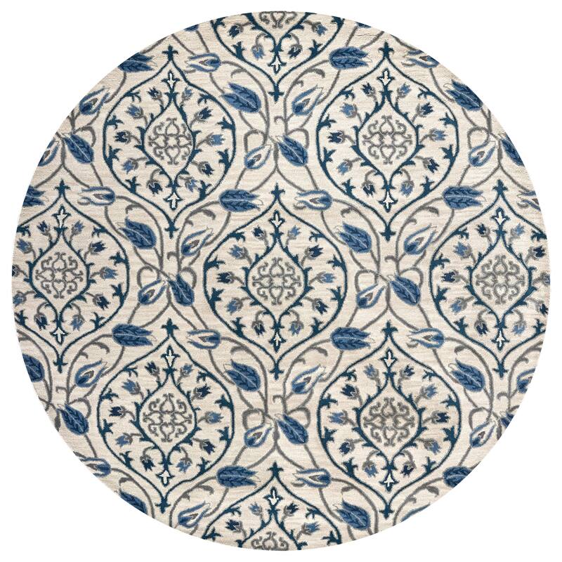 Alora Decor Liberty Cream and Blue Hand-tufted Wool Rug