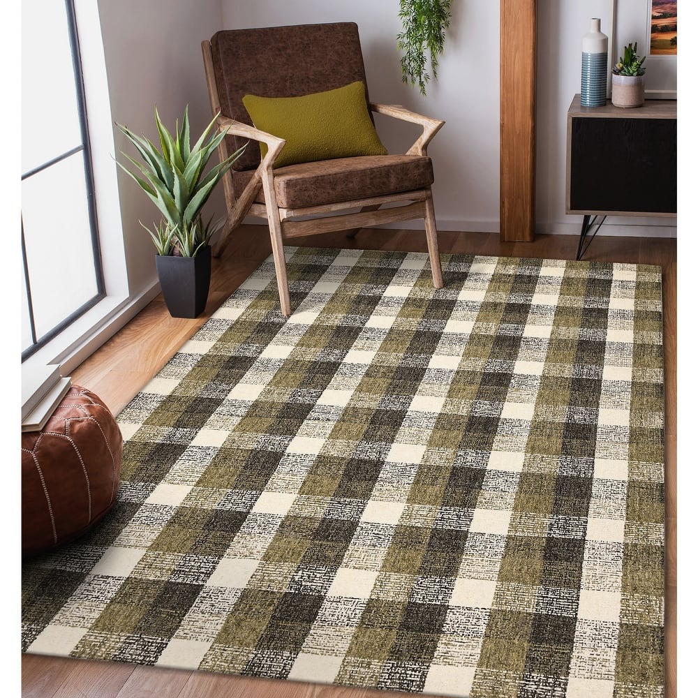 Tennessee Tartan Plaid Hand-Tufted Wool Rug