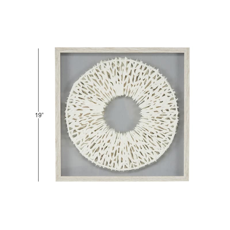 White Paper Handmade 3D Circle Origami Geometric Shadow Box with Canvas Backing