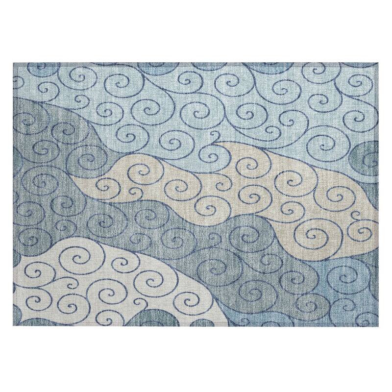 Machine Washable Indoor/ Outdoor Swirly Chantille Rug