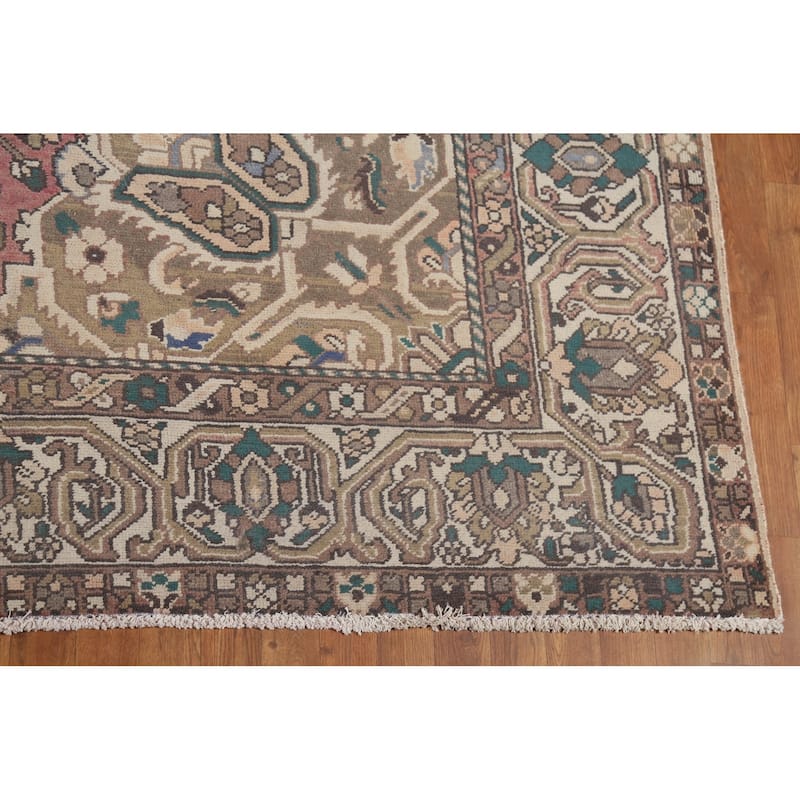 Geometric Bakhtiari Persian Vintage Area Rug Hand-Knotted Wool Carpet - 10'2"x 12'8"