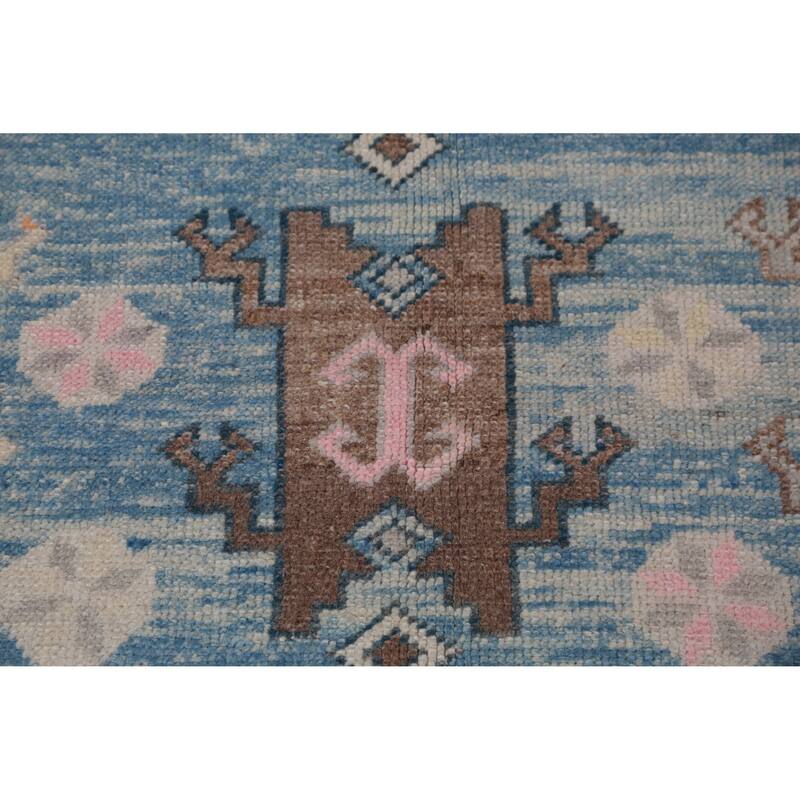 Hand Knotted Oriental 100% Wool Carpet Transitional All-Over Navy Blue & Blues Oushak Area Rug - 11' 0'' X 8' 4''
