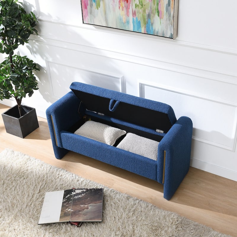 Bench with Arms and Storage,Upholstered Large Foot Rest Stool, Comfy Window Vanity Bench for Living Room,Bedroom,Dorm
