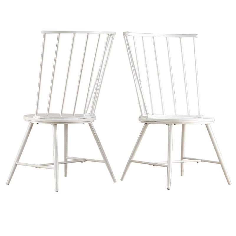 Truman High Back Metal and Wood Spindle Dining Chair (Set of 2) by iNSPIRE Q Modern - White