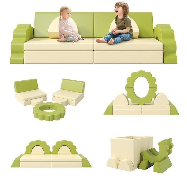 slide 2 of 18, 10Pcs Baby Climbing and Crawl Foam-Play Set, Climbing Structure for Toddlers Yellow