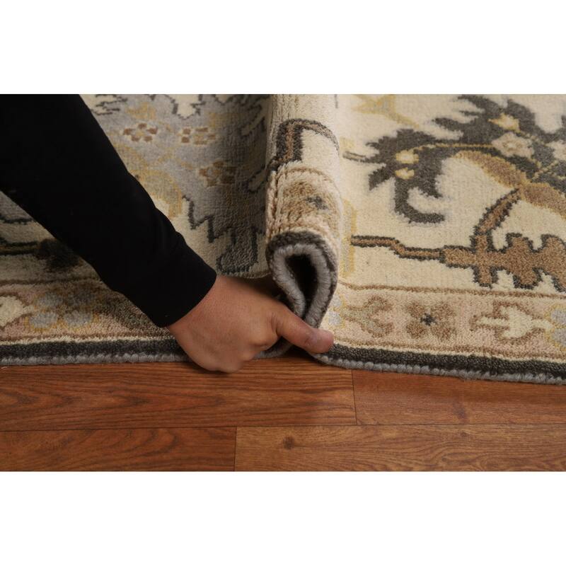 Gray Oushak Oriental Area Rug Hand-Knotted Wool Carpet - 9'0"x 11'11"