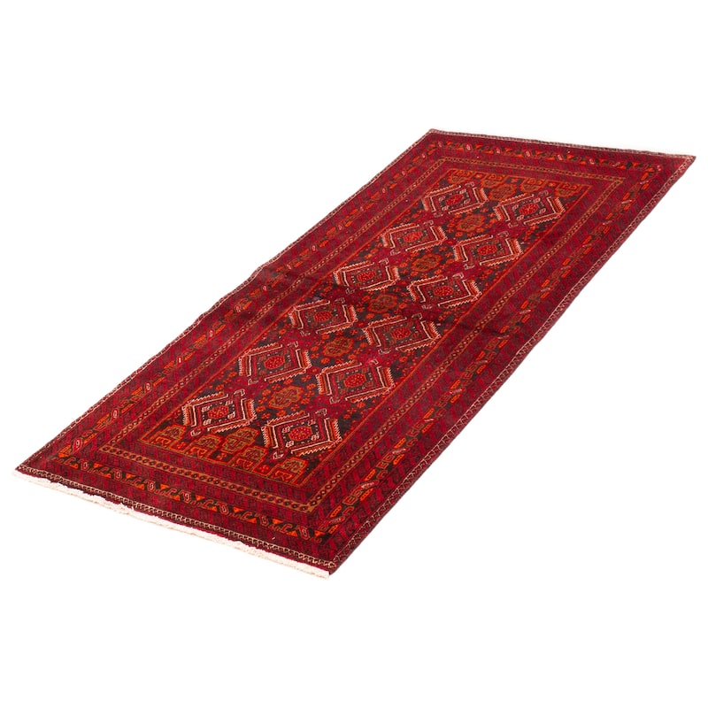 ECARPETGALLERY Hand-knotted Royal Baluch Red Wool Rug - 3'6 x 7'6