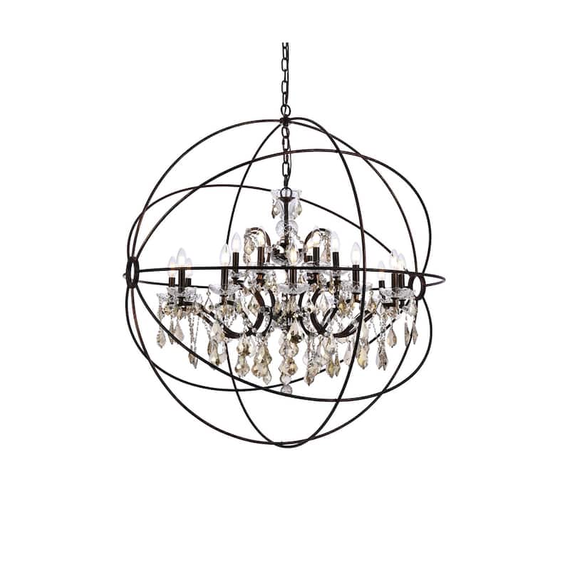 Royce Edge 18 light Dark Bronze Chandelier - dark bronze royal cut golden teak (smoky) crystals