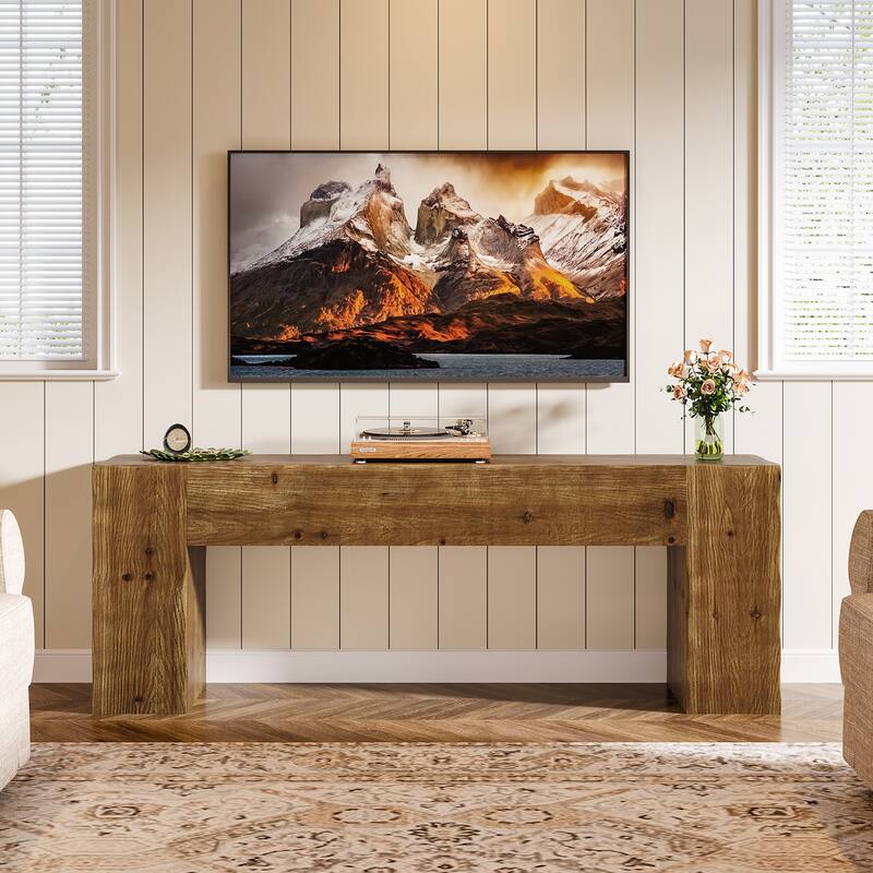 Solid Wood TV Stand for 65 Inches TV, 63 Inches Rustic Media Console