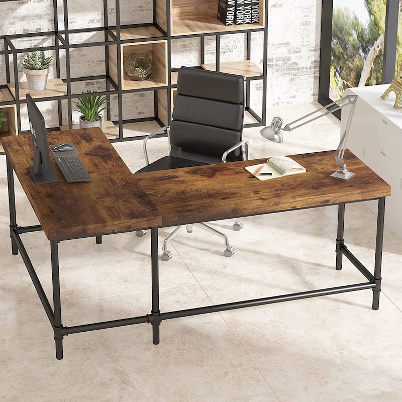 Tribesigns L-Shaped Desk, 67 inch Industrial Corner Computer Office Desk
