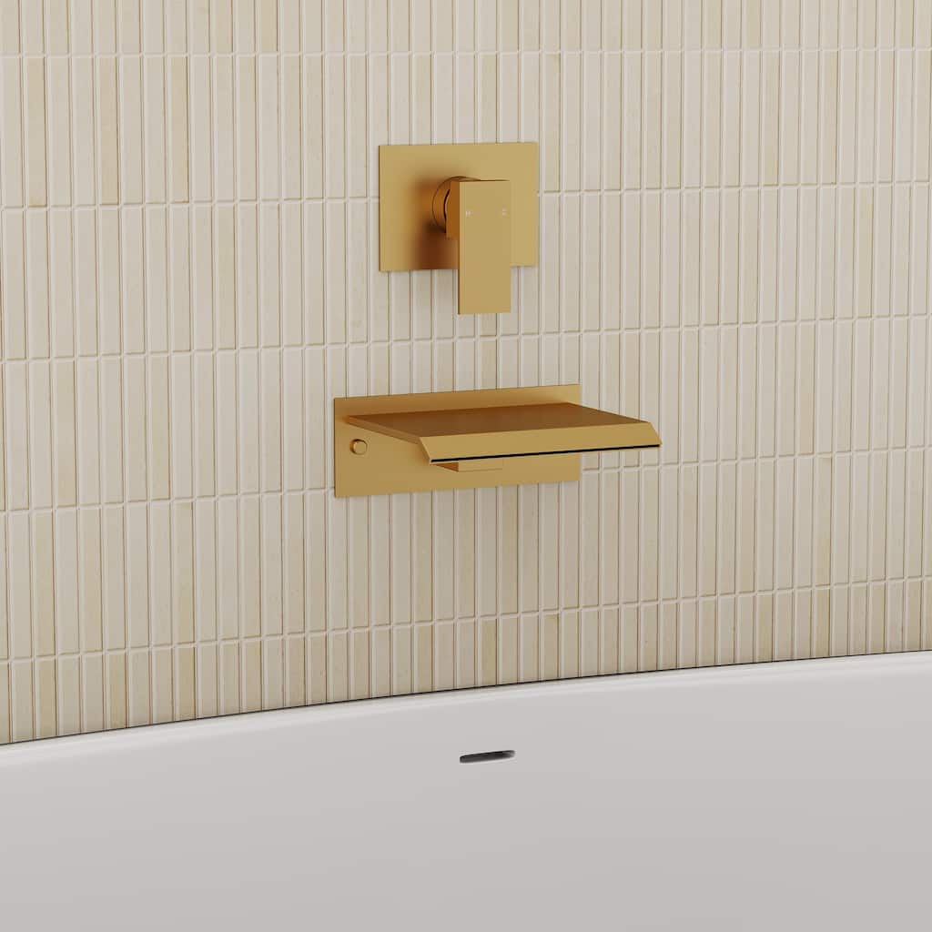 Single Handle Wall Mount Waterfall Bathtub Faucet Stainless Steel