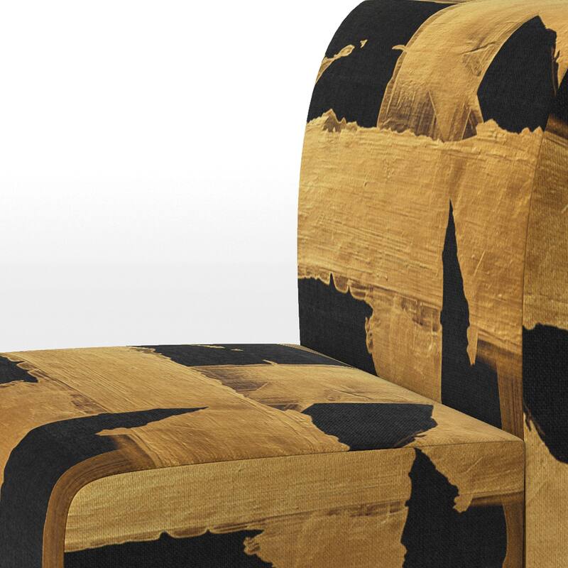 Designart "Black & White Crossing Paths I" Upholstered Abstract Accent Chair - Modern Arm Chair For Bedroom