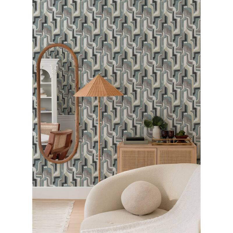 A-Street Prints Tulum Denim Surreal Shapes Wallpaper