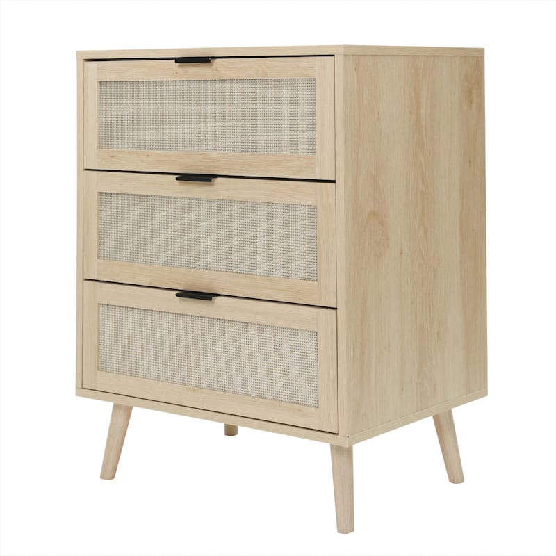 GEITIN 3 Drawers Storage Cabinet with Wood Legs