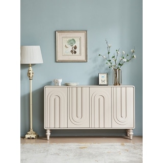 59.8'' Cream Sideboard With French Arch Doors And Solid Wood Legs - L 59.84'×W 15.75'×H 35.43'