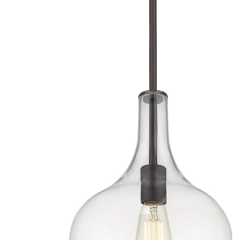 Retro Modern Clear Glass Mini Pendant in Oiled Bronze ORB