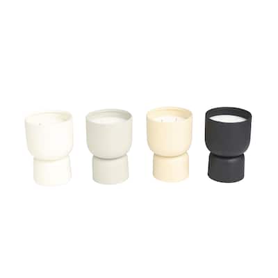 Metal Scented 12 oz 2 Wick Decorative Candle with White Wax - Set of 4 Multi Colored - Roche River Decor