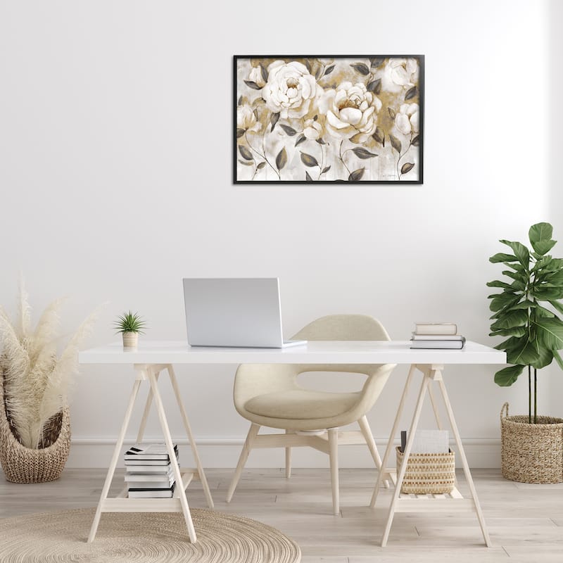 Stupell Warm Neutral Flowers Framed Giclee Art Design By Carol Robinson