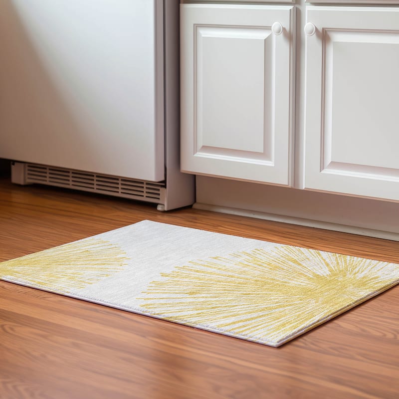 Premium Washable Super Soft Abstract Blast Mayfield Rug - Gold - 1' 8" x 2' 6" - Rectangle