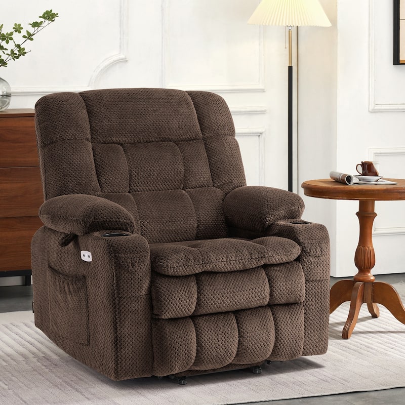 MCombo Dual Motor Power Lift Recliner Chair with Massage and Heat, Infinite Position, Fabric R7894 (Small-Wide)