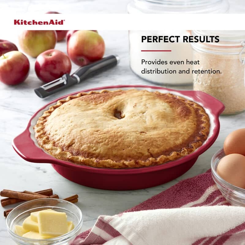 KitchenAid Vitrified Stoneware Pie Plate, 9 Inch, Red