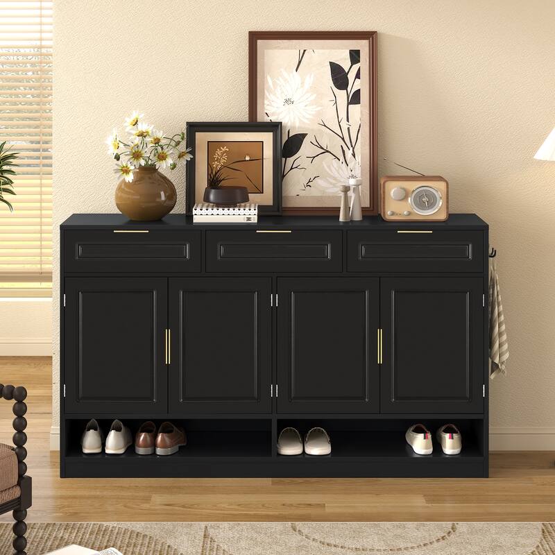 Farmhouse Sideboard with 3 Drawers & 4 Doors
