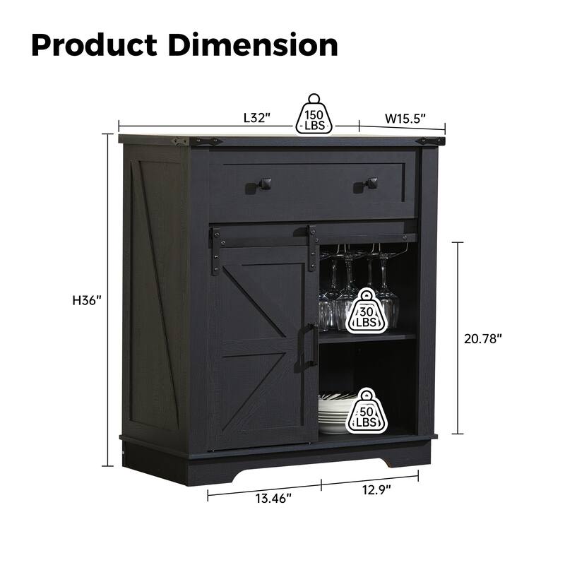 Farmhouse Coffee Bar Cabinet,Kitchen Buffet and Sideboard for Dining Room, Living Room, Entryway